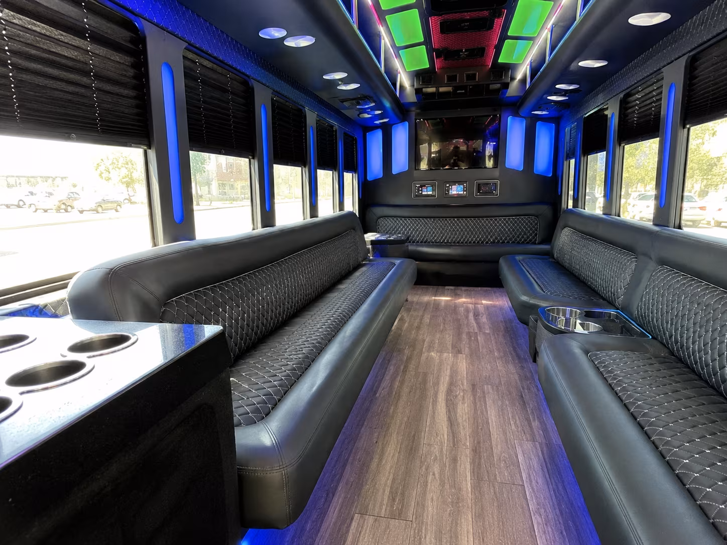 la habra 15 passenger party bus inside