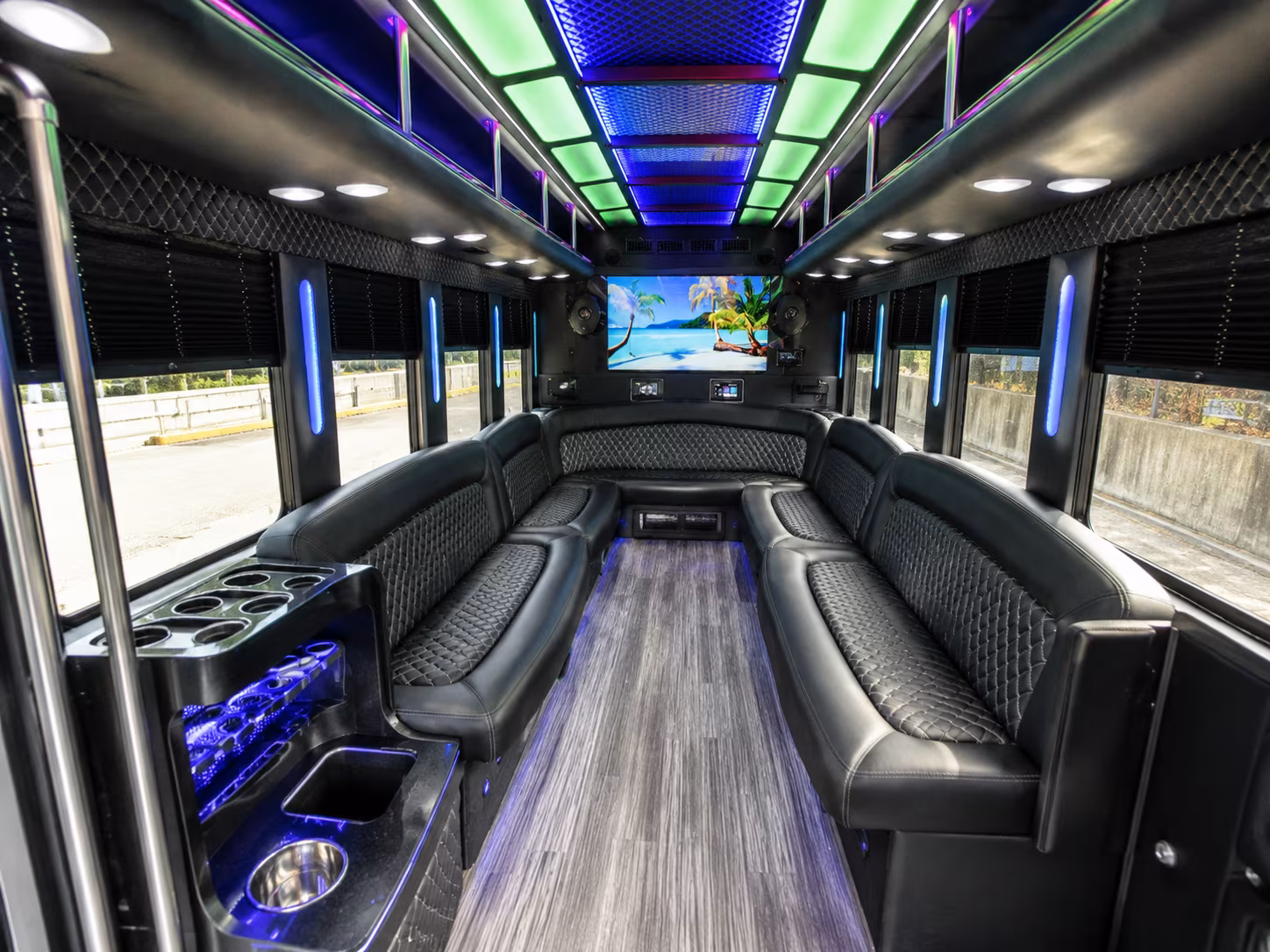 la habra 18 passenger party bus inside