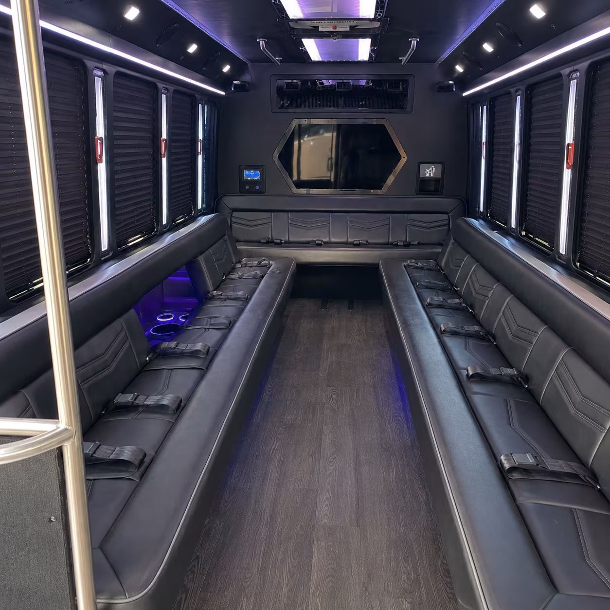la habra 18 passenger party bus interior