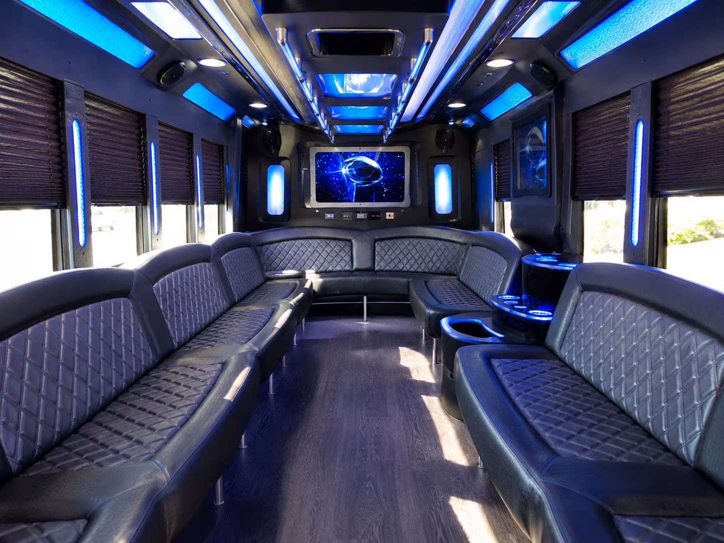 la habra 28 passenger party bus inside