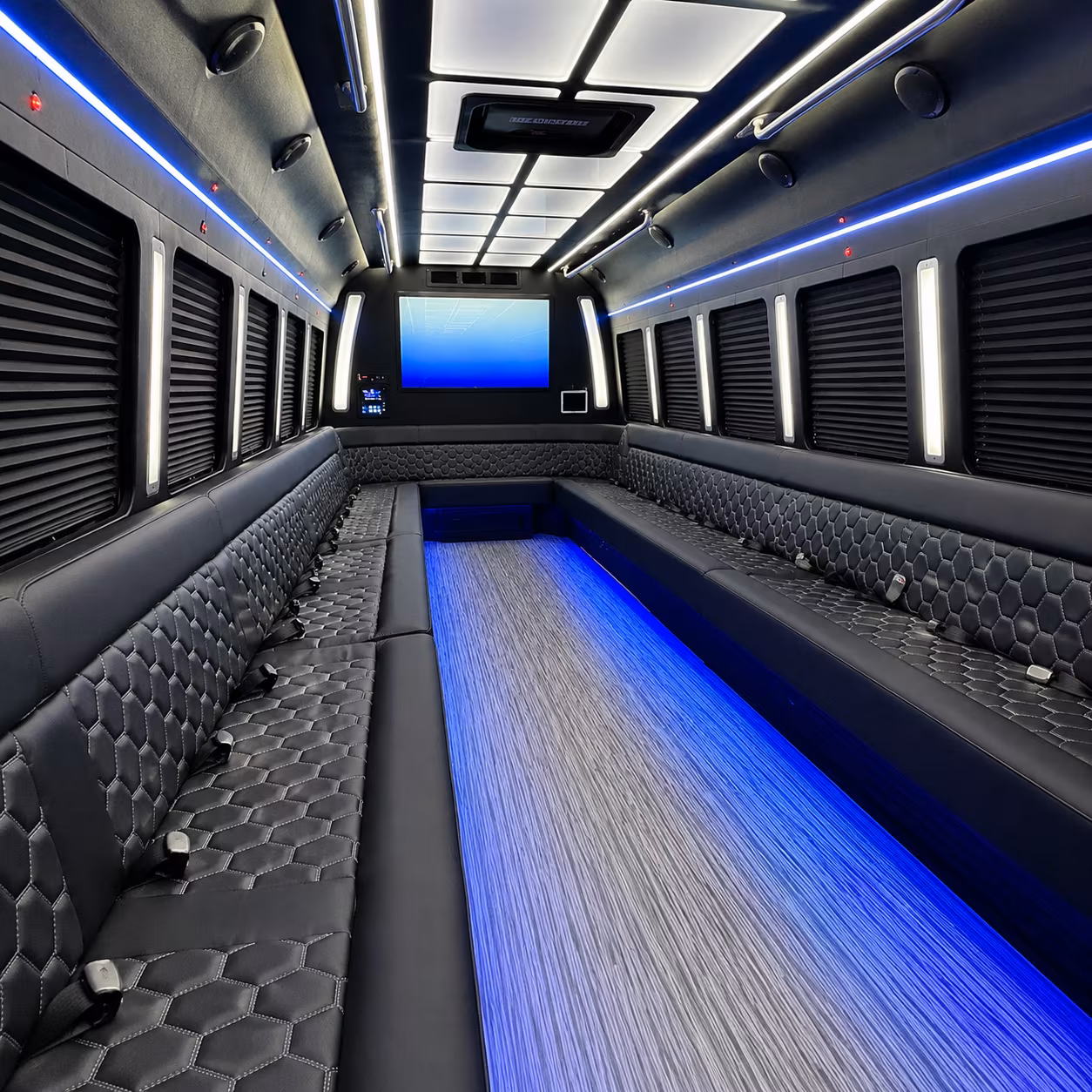 la habra 50 passenger party bus inside